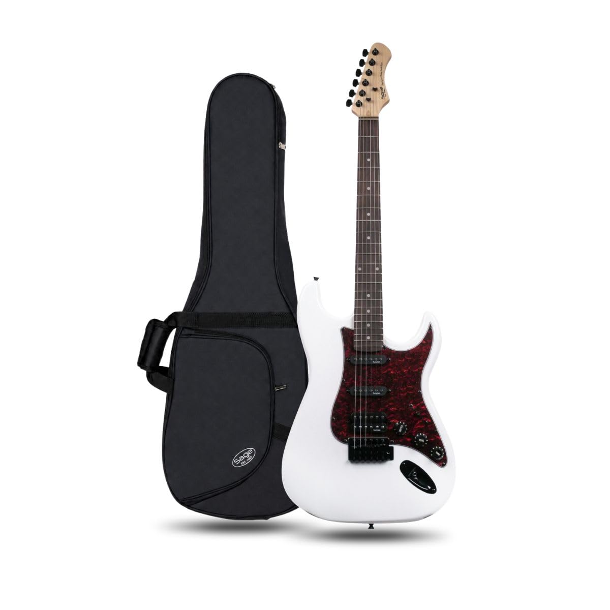 SQOE SEST230 HSS Electric Guitar | Beginner Electric Guitar Kit with HSS Pickups, Basswood Body, Maple Neck & Rosewood Fretboard, Tremolo Bridge, Double-Action Truss Rod | Ready to Play (White)-image-4