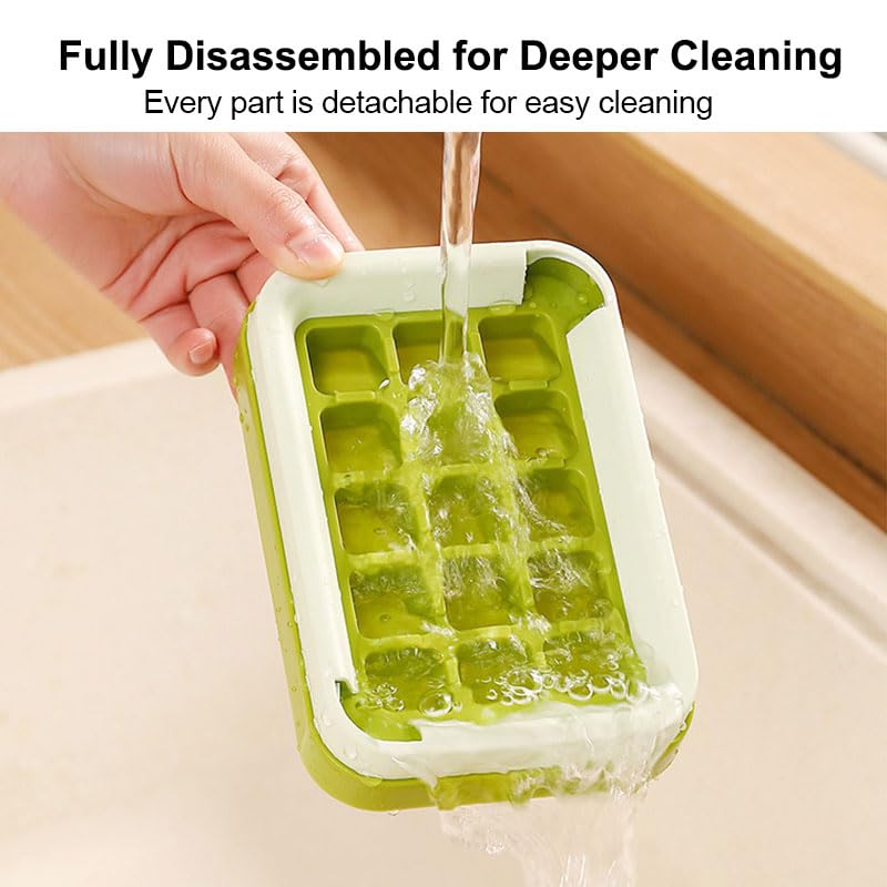 Molde para hielo de 15 cubos con tapa, verde miniatura 7