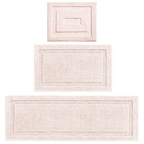 Mdesign Microfiber Soft Polyester Bathroom Rugs For Indoor Bath, Tub, Shower Floor Water Absorbent, Machine Washable, Non-Slip Rectangular Bath Carpets Mats, Hydra Collection, 3 Pieces, Lt. Pink/Blush #TOP18