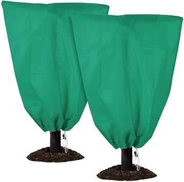2 Pack Winter Plant Covers Freeze Protection - 23.6"31.5" Winter Frost Protection Bags for Outdoor Plants with Drawstring, Reusable Anti-Freeze Cloth for Garden & Potted Plants