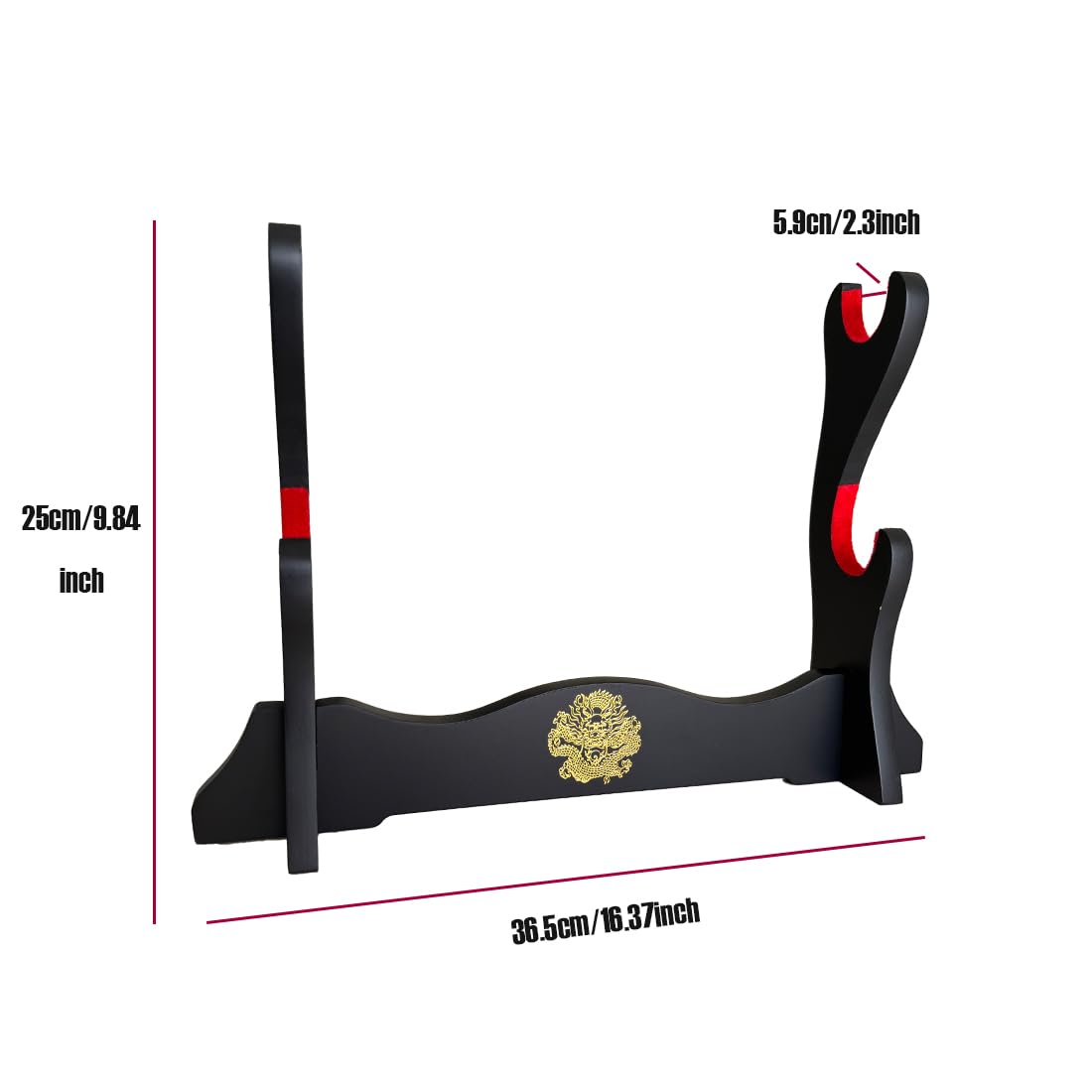 Support d'épée japonais doublé de velours katana standard samouraï présentoir support toutes les épées motif ragon, 2 couches