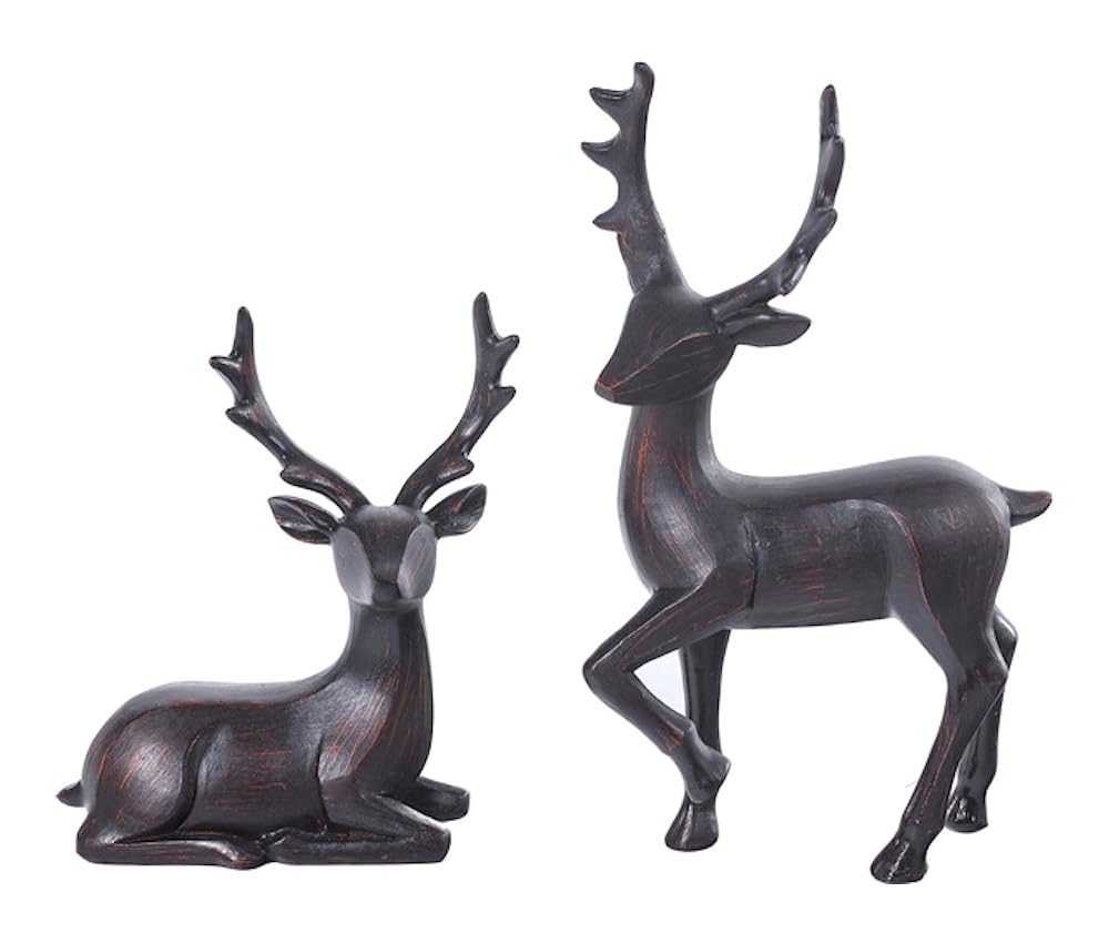 Amazon.co.jp: The Bridge Collection 素朴な黒い鹿の置物 - 2個セット
