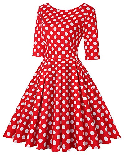 Image of MINTLIMIT Women's 1950s Retro Vintage Cocktail Party 3 /4 Sleeve Swing Dress