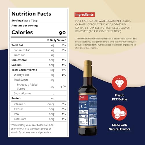 Image of Torani Coffee Syrup, Chocolate Macadamia Nut Flavored Syrup for Drinks, Pump Included, 25.4 Fl Oz