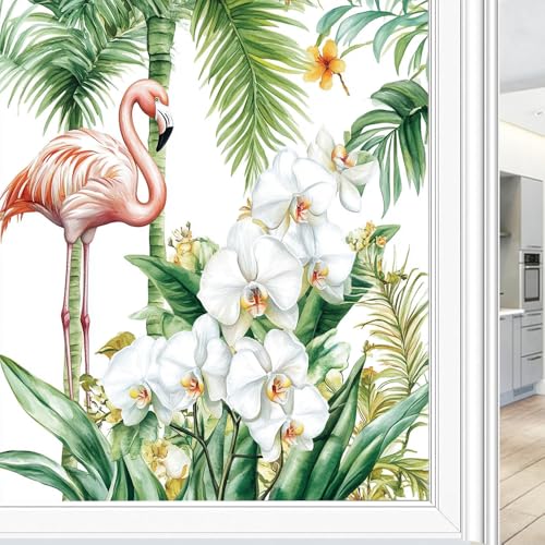 Vinilo para ventana privacidad diseño Flamingo 17.7x23.6 in miniatura 1