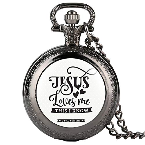Black Jesus Love Me Series Pocket Watch for Men Women, Special Pocket Watches for Male Female, Unisex Pendant Watch Link Chain for Friend - WuHu Ren Store
