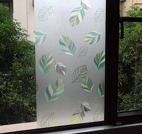 Image of VSUDO 1 Roll 17.7 inch by 78.7 inch Static Cling Window Film for Privacy, Leaf Pattern Window Tint for Home, Window Glass Sticker for Office (9.68 Sq. Ft Total)