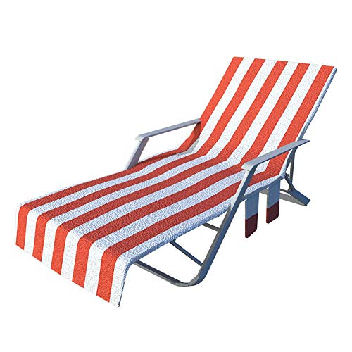 Hearthrousy Toalla Tumbona Cojín de Silla de Cubierta Funda para Tumbona de Jardín Toalla para Hamaca Toalla de Playa para Tumbona con Bolsillo Lateral para Vacaciones Tomando El Sol, 75 X 215cm