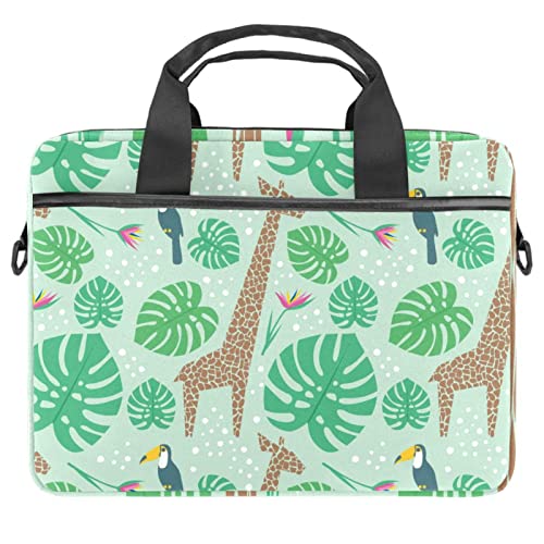 Sac à bandoulière pour ordinateur avec imprimé girafe verte et motif point d'interrogation