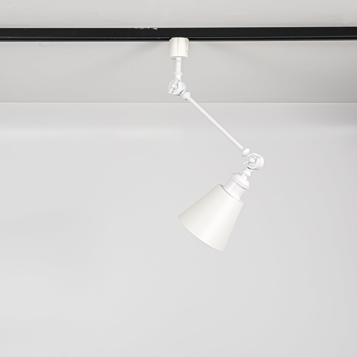 1 Pcs Adjustable Angle H-Type Track Mount Lighting White Metal Mini Shade Modern Design Track Lamp for Home Decor Background Gallery Store(No Track, Bulb)