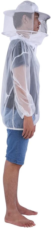 Professional Beekeeper Jacket Transparent Beekeeping Protective Suit Equipment with Hooded Veil Premium Yarn Breathable Ultra Thin Soft Comfortable Durable Wear Easy Clean Dry