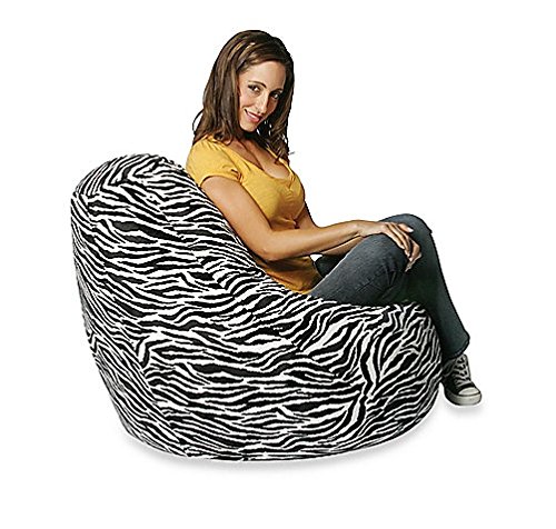 Large Faux Velvet Bean Bag Cover in Zebra