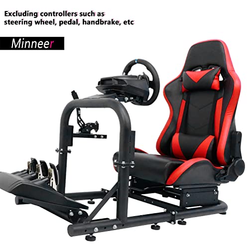 Minneer G923 Racing Steering Wheel Stand Pro with Real Red Seat for Logitech G25 G27 G29 G920 Racing Simulator Cockpit Gaming Frame Video Game Accessories (Only Frame & Chair Included)