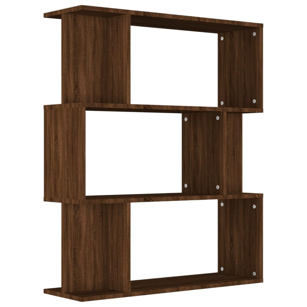 Regał na książki/ścianka działowa, brązowy dąb, uniwersalny regał na książki, regał biurowy do hotelu, 80 x 24 x 96 cm, materiał drewnopochodny