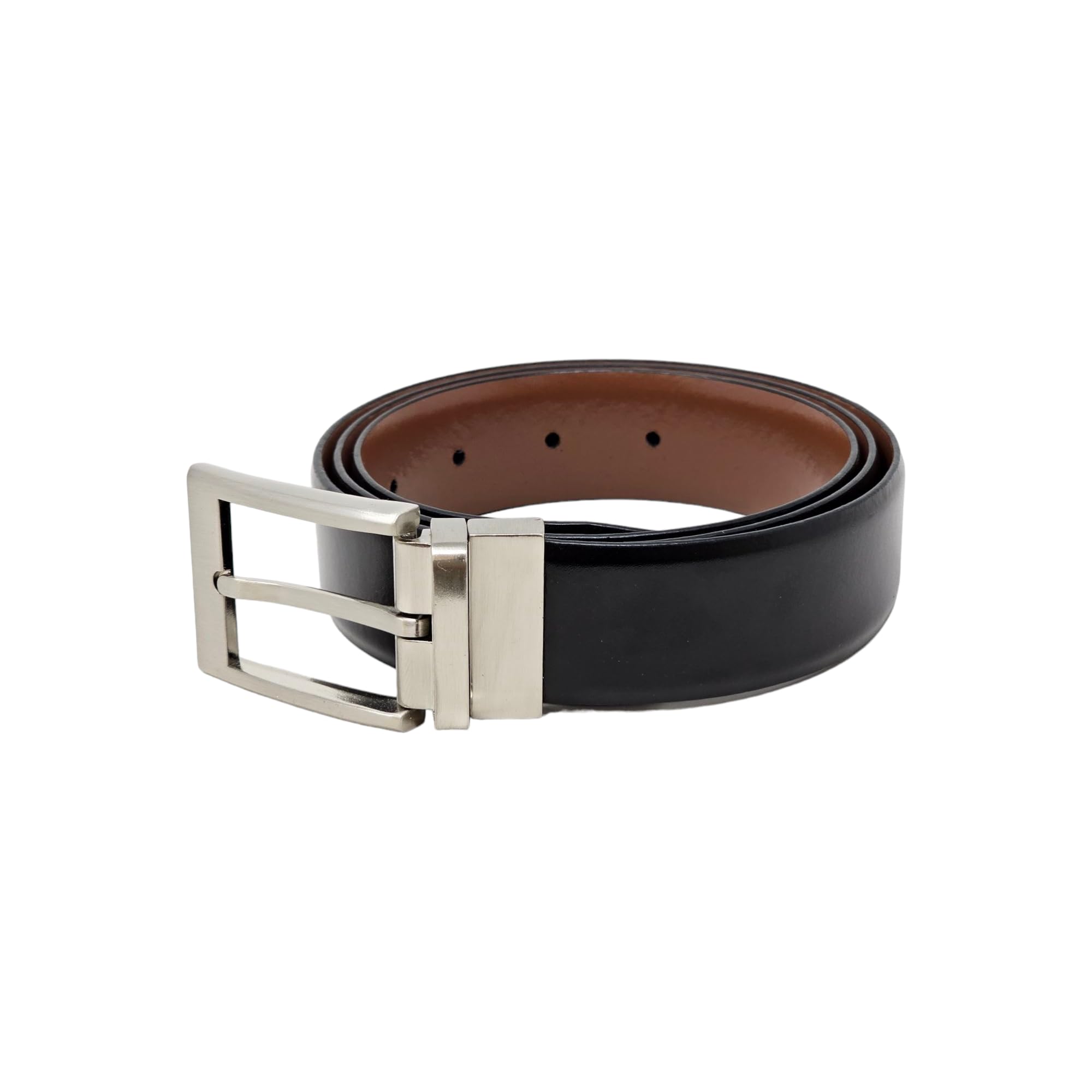 STARHIDE Mens Twist Reversible Black To Brown Leather Dress Belt 1.3