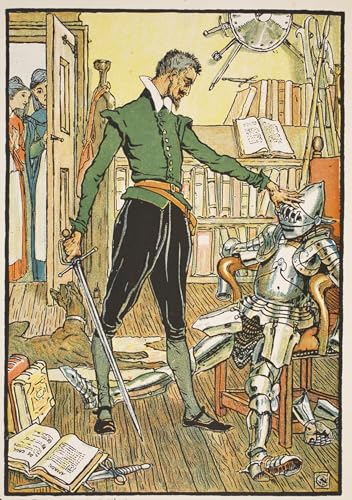 Toile Don Quichotte Walter Crane portrait grand format pour habiller un grand mur vide