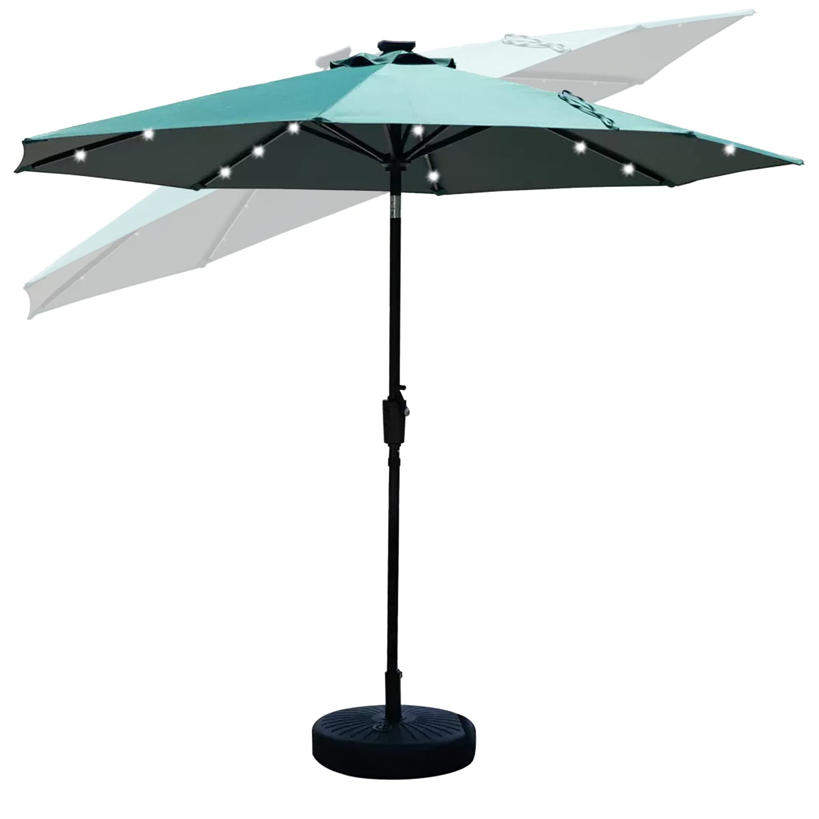 WDSOPK Solar Powered LED Patio Umbrella,Outdoor Round Umbrella,Market Patio Umbrella For Backyard,Poolside,Lawn And Garden,Easy Tilt Adjustment,Polyester Shade