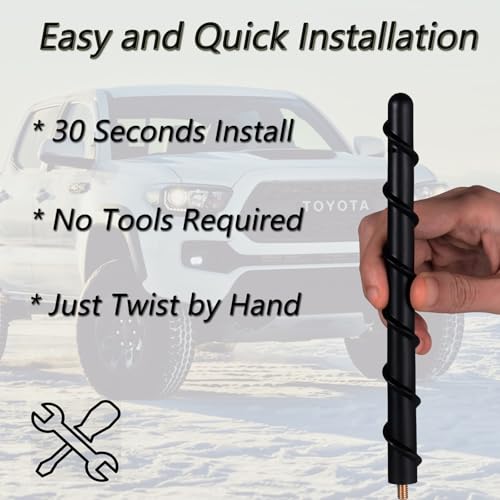 Image of 7-inch Short Antenna Fits for Toyota Tundra 2014+ & Toyota Tacoma 1995+ & FJ Cruiser 2007+, Internal Copper Coil for Enhanced Reception, 7 inches Rubber Antenna Replacement Accessories