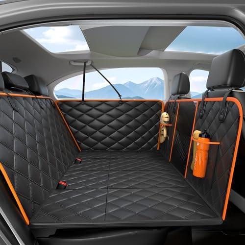 Dog Car Seat Cover for Back Seat, Hard Bottom Back Seat Extender for Dogs - Supports 400lbs, 2025 New Waterproof, Scratch Resistant, Anti Slip Portable Dog Hammock,Suitable for Cars, SUVs and Trucks