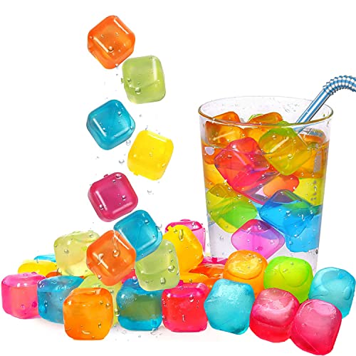 Lot de 30 glaçons réutilisables en plastique pour boissons, whisky, vin, bière ou café, pour garder votre boisson froide plus longtemps. Glaçons lavables qui ne fondent pas et ne diluent pas Cover
