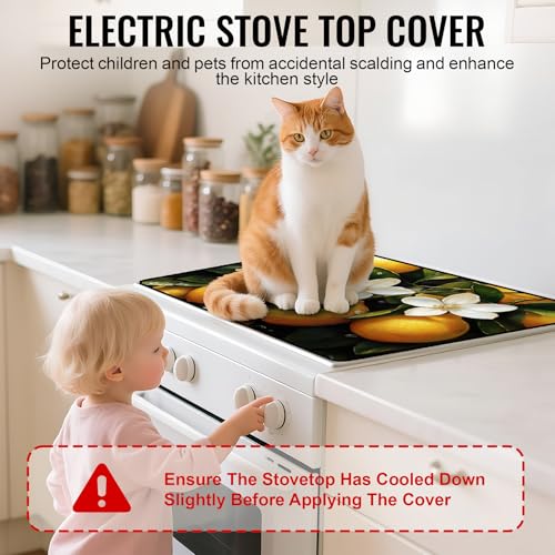 Image of Stove Top Cover for Electric Stove,Glass Stove Top Cover, Heat Resistant Glass Cooktop Cover, Stovetop Protector, Kitchen Decor, Dish Drying Mats Cover for Ceramic Washer Top 28.5x20.5 inch