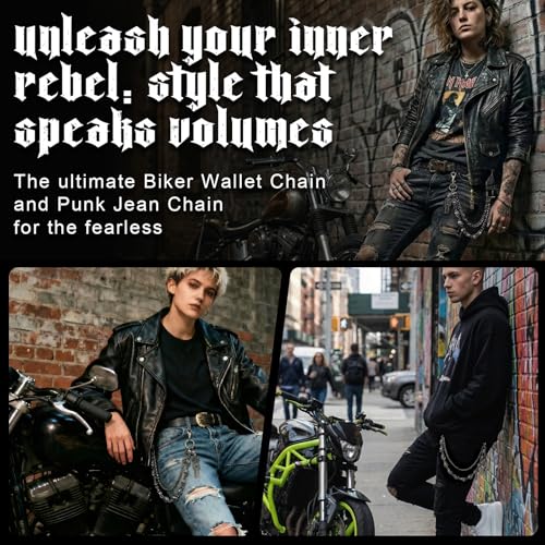 image for SDUPHS Skull Wallet Chain & Jean Chain – Gothic Biker Punk Metal Cha