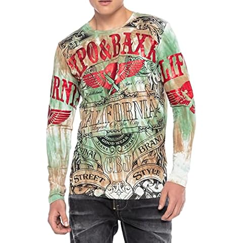 Cipo Baxx - Sudadera manga larga estampada verde y marrón Cover