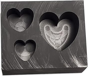 3 in 1 Heart Gold Silver Graphite Ingot Mold Mould Crucible for Melting Casting Refining