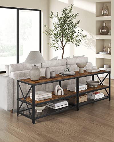 Image of VASAGLE TV Stand, TV Console for TVs Up to 65 Inches, TV Table, 55.1 Inches Width, TV Cabinet with Storage Shelves, Steel Frame, for Living Room, Bedroom, Rustic Brown and Black ULTV094B01