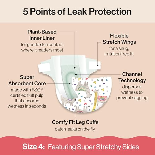 the honest company clean conscious diapers for delicate skin up to 100 leakproof hypoallergenic fragrance-free baby diapers girl prints super club box size 4 2237 lbs 104 count prints vary