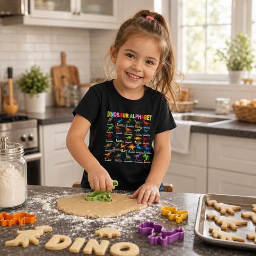 Image of Dinosaur Shirt for Kids Boys Girls Funny Toddler Dino Short Sleeve Graphic Cotton Tee Top 2-7T