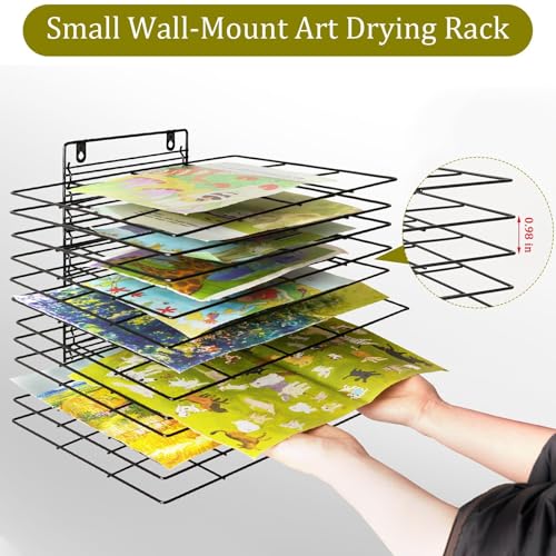 Image of Art Drying Rack for Classroom Paint Drying Rack Small Art Drying Rack Wall Art Storage Rack with 12 Removable Shelves for Classrooms and Art Studios (Black, 12 Shelves)