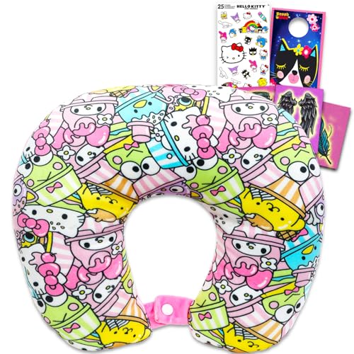 Hello Kitty and Friends Travel Neck Pillow for Kids - Bundle with 13