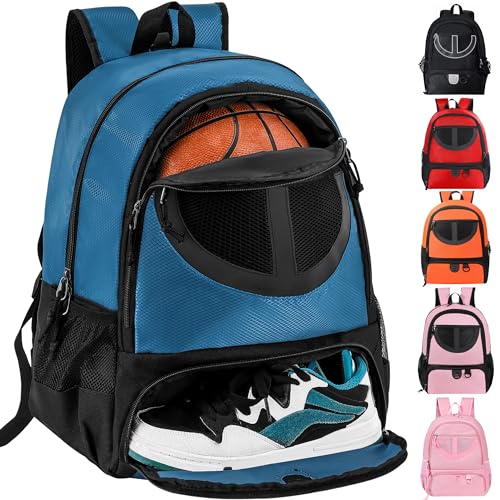 TRAILKICKER Sac à Dos de Basket-Ball en Maille Noire avec Compartiment pour Ballon et Chaussures pour garçons, Filles, Hommes, Femmes, équipements de...