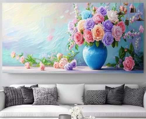 Peinture Diamant Point de Croix 70x140cm : Décorez Votre Salon avec le Style Nordique