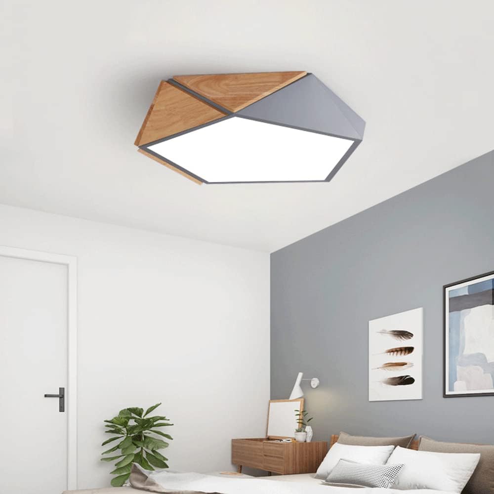 Dimmable LED Ceiling Light Fixture with Remote Control - 24W Acrylic Lamp for Bedroom, Kitchen, Dining Room, Hallway Adjustable Color Temperature 3000K-6000K(Natural Gray)