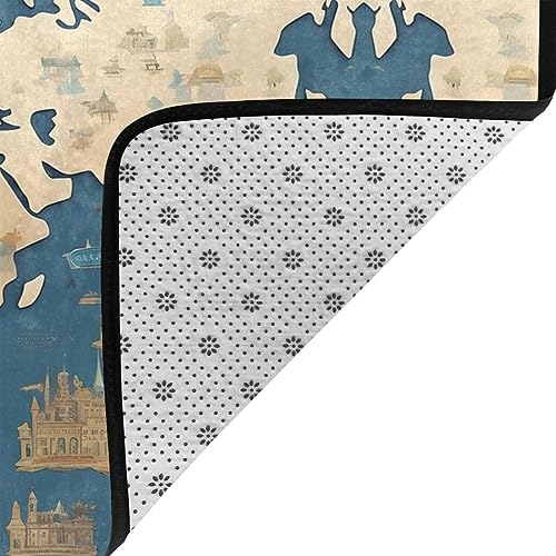 Tapis chambre enfant doux et confortable style carte du monde