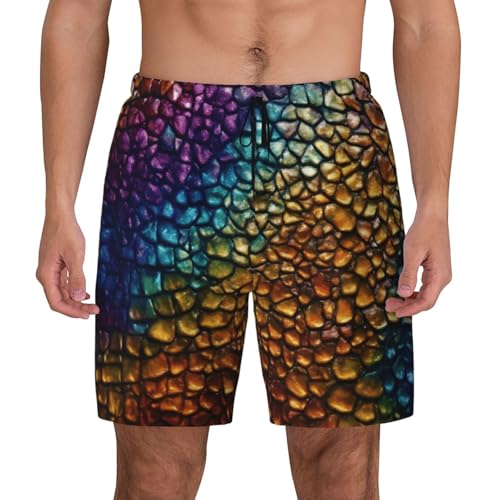 Classic Snake Skin Print Men Stylish Functionality Swim Trunks Breathable Beach Shorts Surfing Gym Fishing
