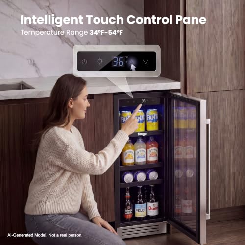 Image of Yeego 12 Inch Beverage Refrigerator - 60 Cans Compact Beverage Cooler with Glass Door, Under Counter Drink Fridge Built-In or Freestanding for Soda, Beer & Wine, Office, Kitchen or Home Bar