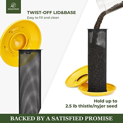 Kingsyard Metal Mesh Wild Bird Feeders for Outdoor Hanging, Tube Finch Bird Feeder for Backyard & Garden, 2 lbs Thistle Seed Capacity (Yellow)