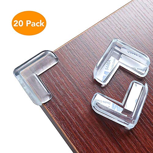 JIOUDI Protection Coin de Table?Protection Coin de Table bébé Protecteurs D'angles 20pcs protecteurs de coin transparent Protecteur de Meubles avec ruban adhésif avancé. (Angle Droit)