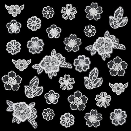 Sliverdew 585368_1_UES0T1AG Lace Embroidery Patches, 30 Pieces Flower Applique Patches Sewing Fabric Patches 3D Floral Sew On Patches For Clothes Repairing Bags Decorating Wedding Dress Diy Sewing Craft cover