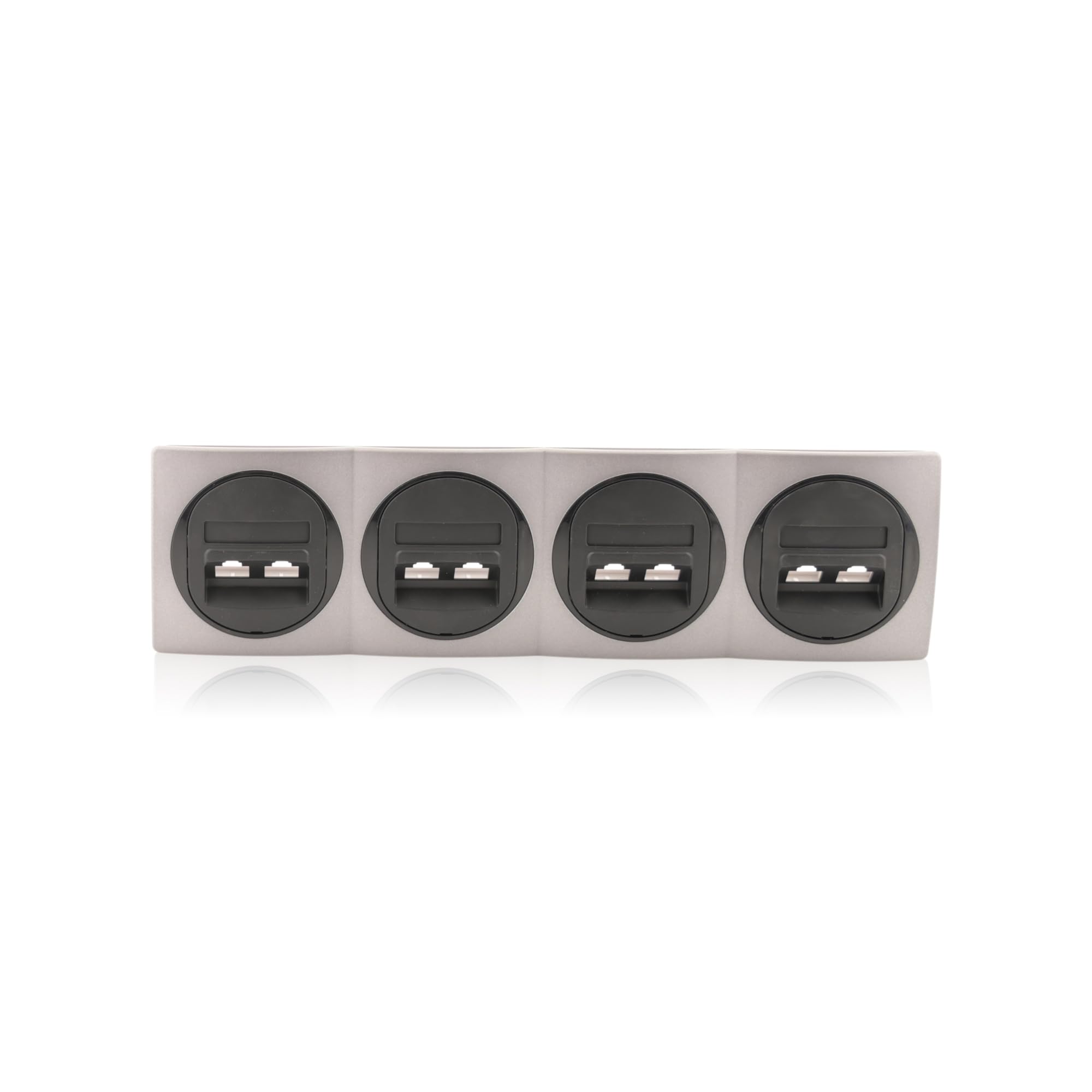 Set di 4 prese dati nero 2 x RJ45 Cat 6 FTP Ø 60 mm & 4 cornici antracite/nero 80 x 293 mm orizzontale