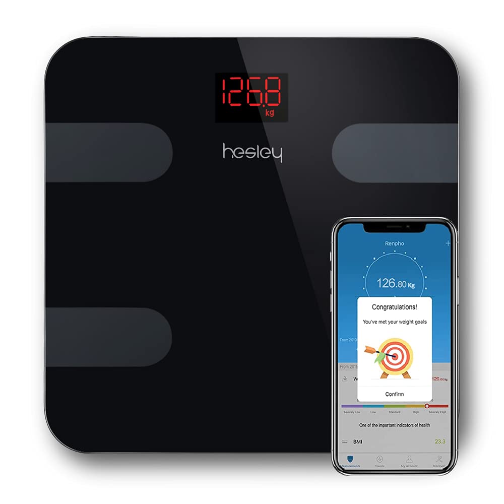 Hesley BMI Weighing Machine/Weighing Scale/Weight Machine with HesleyFIT APP and German Sensors (B09K6FLX23) Amazon Price History, Amazon Price Tracker