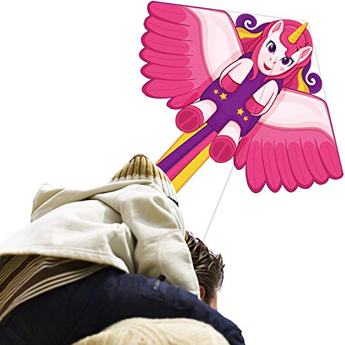 Aquiloni giocattolo volanti- Aquilone unicorno per bambini Adulti Parco da spiaggia all'aperto Giocare-Corda facile da volare-100 metri con manico, ottimo regalo per ragazzi e ragazze dai 5 ai 60 anni