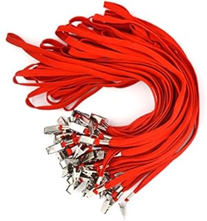 Bird Fiy® 50 Pcs Cotton Lanyard Bulldog Clip 32-inch Flat Braid Neck Lanyard for Id Cards/Badges (Yellow)