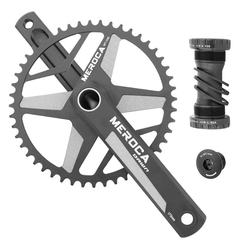 ZXGSXIOU 44T 46T 48T 50T Single Chainring Cranksets GXP 170mm Road Bicycle Folding Bike Crankset Aluminium Hollow Integrated Crank Arm Set With Bottom Bracket