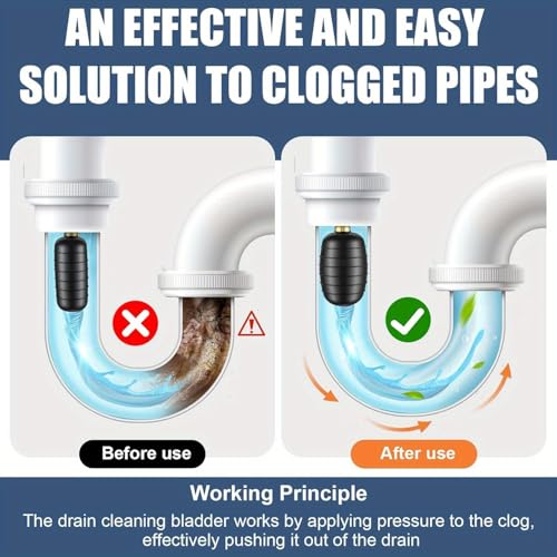 Kit de 3 piezas para destapar cañerías, vejiga destapadora que se adapta a tuberías de 1" a 6", ideal para desagües de baños, duchas, piscinas, cocinas y desagües principales miniatura 5
