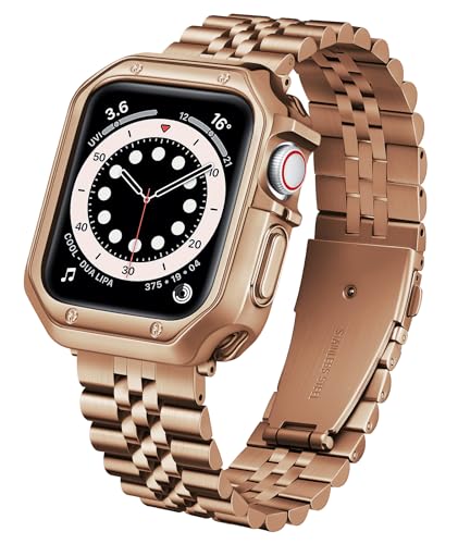 Image of BINLUN Compatible with Apple Watch Band 49mm 46mm 45mm 44mm 42mm 41mm 40mm 38mm for Men Women, Stainless Steel Metal Strap with TPU Case Fit for iWatch Series Ultra /SE3 /11 /10 /9 /8 /7 /SE2 /SE /6 /5 /4 /3 /2 /1
