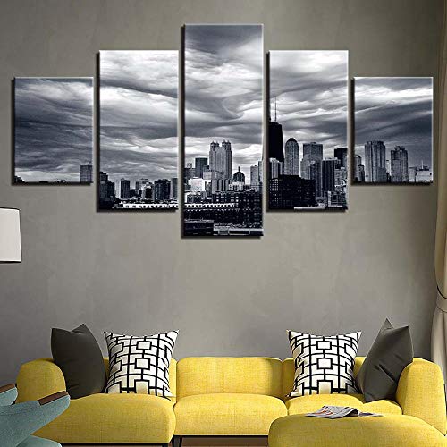 Impression sur toile Ville nuageuse HD : tableau design épuré